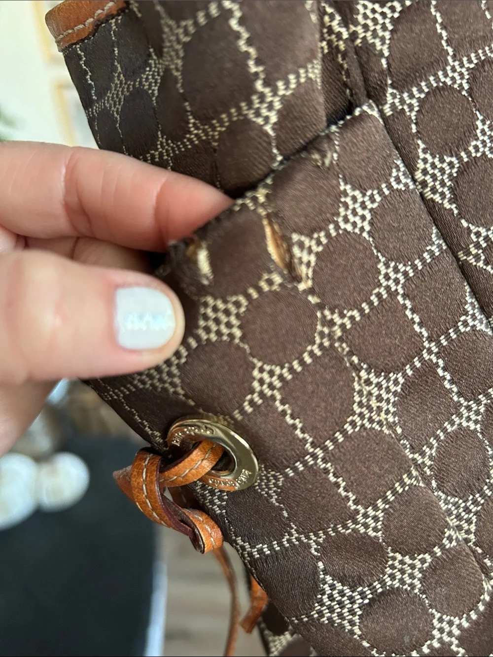 Kate Spade ♠️ New York Brown Tote with Red & Brown Center Stripe